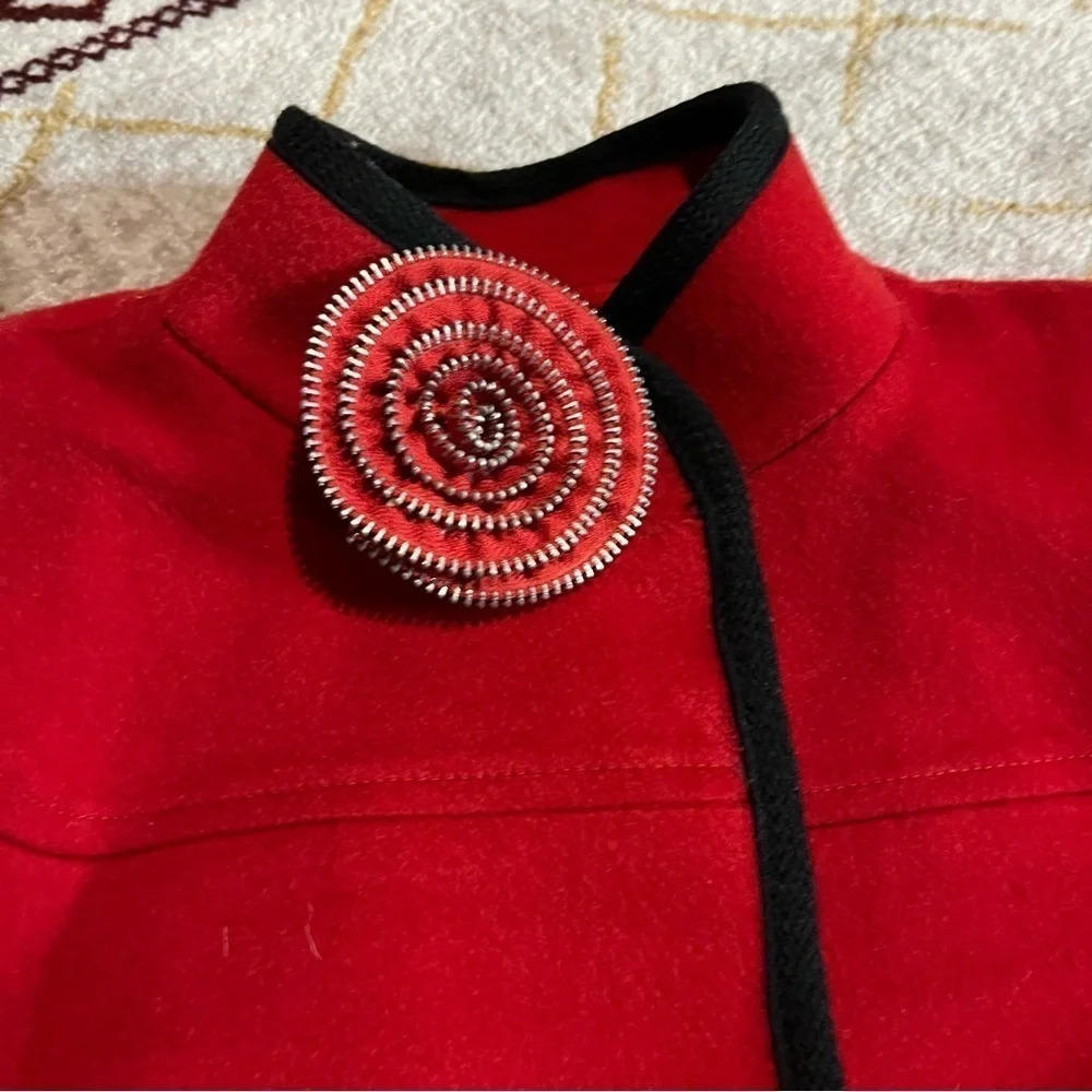 Vintage Worumbo a Stevens Fabric Fashioned by Jill Jr. 100% Wool Red Pea Coat - Picture 7 of 11